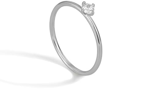 Whoiy Vorsteckring Damen Gr. 60 (19.1) für Frauen, Weissgold Ring 750 Solitär mit 0.2ct Moissanit