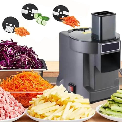 Cortadora AutomáTica De Verduras De 100W (Cortar En Dados, Rebanar Y Triturar) | Cortadora De Frutas Y Verduras EléCtrica, Procesadora De Alimentos, Gran Calibre: 76 * 60Mm | 330 Lb/H,Grey