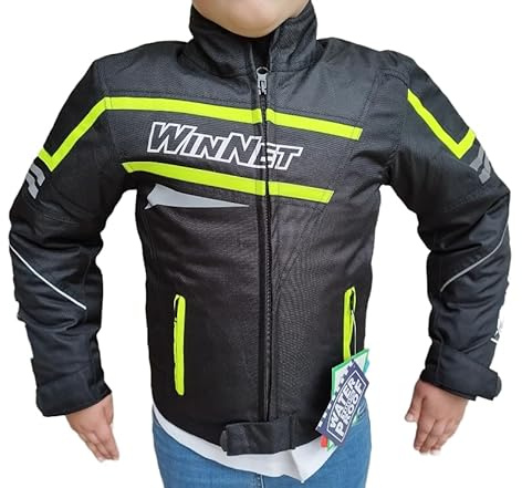 WinNet Giacca Giubbotto moto bimbo bambino ragazzo 6 8 10 12 14 anni cordura anti acqua pioggia impermeabile protezioni omologate CE gomiti spalle schiena
