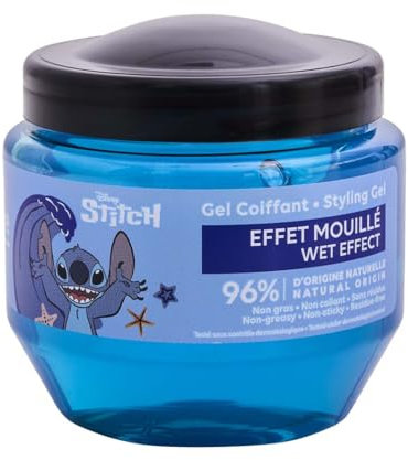 Corine de Farme, Stitch - Gel per capelli, effetto bagnato, 250 ml, lucentezza e tenuta a lunga durata, per bambini, consistenza non grassa, non appiccicosa, senza residuo, ideale per tutti i tipi di