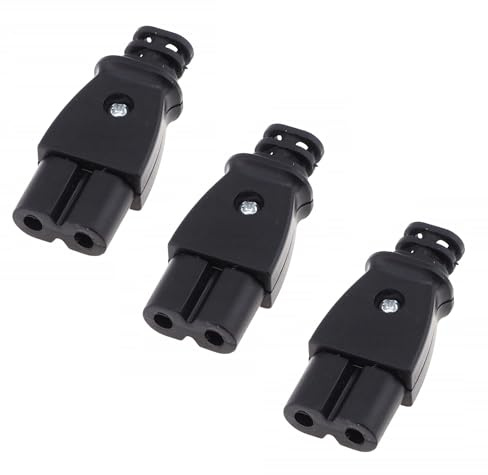 Leloco 3 Stück C8/C7 Stecker IEC Einlass Modul – Netzkabel 2 Polig mit Eurostecker – Gerätestecker Steckdose AC 250V 2,5A – Gerade Stecker 2 Polig für Sichere Stromversorgung