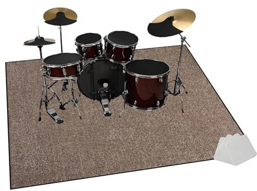 ZAJENKUB Drum Teppich, Schlagzeug Teppich 200 x 180 cm Schallschutz Teppich Schallschutzmatte rutschfeste Trommel Teppiche Quadratische Schallschutzdecke Für Bass Drum Snare Schlagzeugteppich