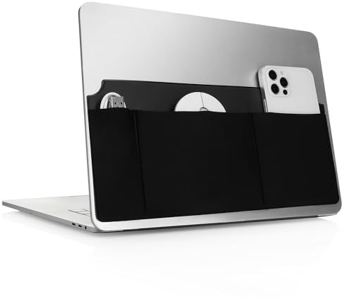 kwmobile Funda Disco Duro Externo - Bolsa Disco Duro SSD y HDD Adhesiva - Com 3 Bolsillos para Portátil Mouse y Auriculares 27 x 13 cm - Diseño Antidesconexiones - Negro