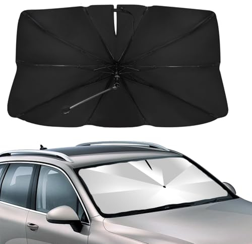 Parasol Parabrisas Delantero para Coche, Plegable Anti UV Rayos, Eje Giratorio de 360°, Fácil de Instalar y Almacenar, Aislamiento Térmico, Adecuado para la Mayoría de Los Modelos(L)