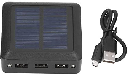Mini Power Bank, 10000mAh Charger de Téléphone Solaire avec Lumière LED, 3 Sorties USB pour Le Camping, Pêche, éclairage d'urgence