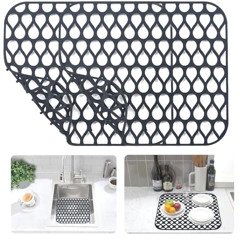 Silikon Spülbeckenmatte, Abtropfmatte Geschirr 34x30cm, iAnomla Sink Mat Spülmatte für Spülbecken, Rutschfeste Einlage Matte für Spülbecken, Matte Spülbeckenschutz Waschbecken Spülmatte Abtropfmatte