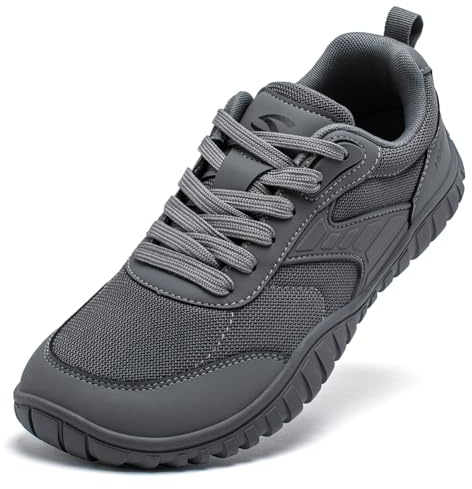 HOBIBEAR Scarpe larghe a piedi nudi da donna e uomo, minimaliste, per trail running, escursionismo, comode e leggere, Grigio, 21 EU