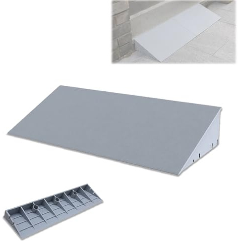 Generico Rampa di Soglia di Aumento, Rampa per Soglia in Plastica Altezza 2-15cm, Rampe per Ausilio Mobilità/Sedie A Rotelle，con Superficie Antiscivolo, capacità 100kg(Gray,Height 14cm/5.51)