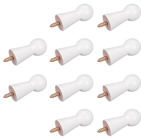 ShiningUU Wood Coat Hooks 10pcs Solid Towel Hooks | Kids Coat Hooks | Minimalist Style Wall Hooks | Wall Hook with Screw Wall Mounted Coat Rack Decorative for Doors, Stair Edges, Wardrobes(White)​