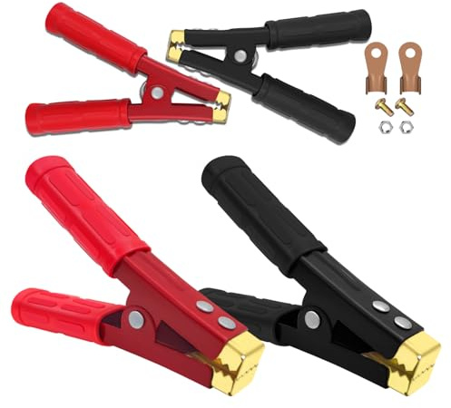 YINGAYOU 1000A Heavy Duty Crocodile Clips for Jump Leads Large Car Battery Alligator Clips 16cm Pure Copper with Insulating Sheath for Cars,Trucks,Ships (2 pcs)