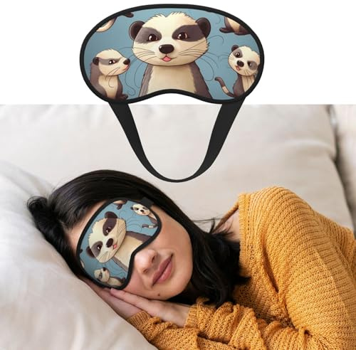 Augenmaske zum Schlafen, atmungsaktiv, lichtblockierend, Schlafmaske, haariges Frettchen, Nacht, Augenbinde, weich, bequem, Nacht-Augenschutz, für Männer und Frauen, Augenabdeckung für Nickerchen zu