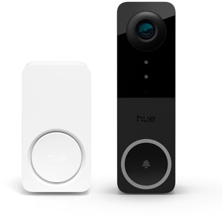 Philips Hue Secure Videocitofono smart e campanello, Videocitofono wifi con risoluzione 2K e visione grandangolare, Rilevamento del movimento e notifiche in tempo reale, Integrabile in ecosistema Hue