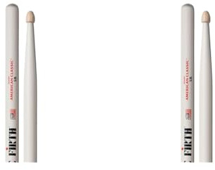VIC FIRTH 5BW Drum-Stick 5A American Classic-Serie, Hickory,Wood-Tip (Packung mit 2)