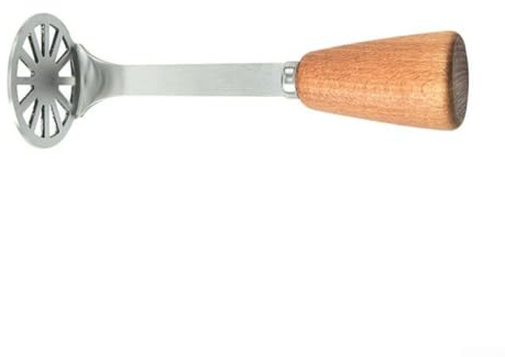 Presse-purée, 15 x 5,2 cm, en acier inoxydable et manche en bois, outil de cuisine pour écraser les pommes de terre, les patates douces, les fruits, le broyage manuel, poignée ergonomique, usage