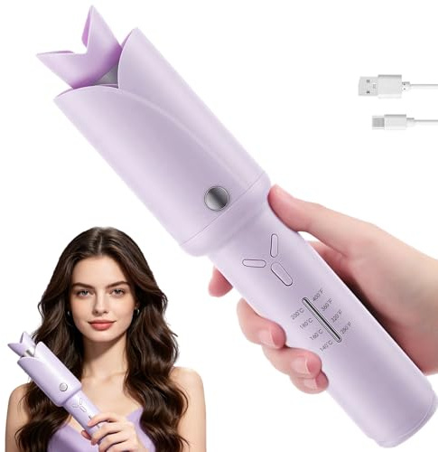 AIRCADIA Kabelloser Lockenstab 32mm Automatisch, mit Klemmschutz, für Reise | 4 Temp, 140-200°C, Keramik-Turmalin mit Ionen, 60s Turbo-Heizung, 360° Schutz-Hülle, Kabellos & Kabelgebunden, 350g Leicht