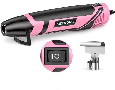 SEEKONE Mini Värmepistol 2 Temperatur 260 ℃/450 ℃, 350 W Handhållet Varmluftspistolverktyg 1,5S Snabbuppvärmning med Överbelastningsskydd, Halkfri Gummikropp, Munstycke för Hantverksprägling