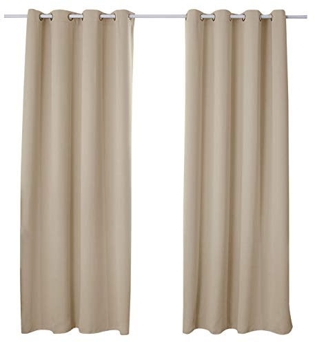 WOLTU Verdunklungsvorhänge mit Ösen Gardinen Blickdicht 135x225cm Sand | 2er Set, 250g/m² schwere Gardinen mit Sichtschutz, Thermovorhang für Wohnzimmer und Schlafzimmer, Länge 245 cm