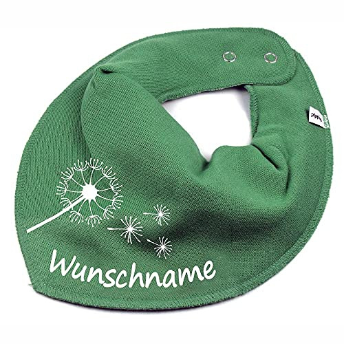 HALSTUCH mit Namen oder Text personalisiert für Baby oder Kind aus Baumwolle in Einheitsgröße Pusteblume
