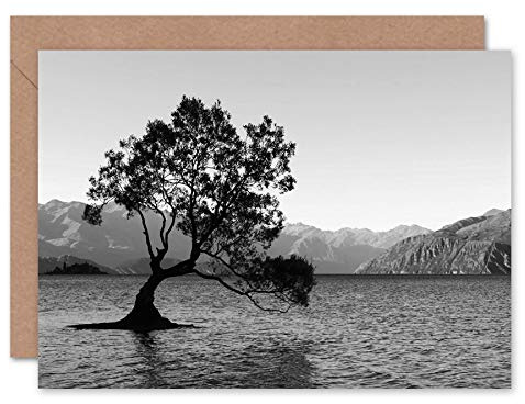 Fine Art Prints The Lone Tree Lake Wanaka Greeting Card With Envelope Inside Premium Quality