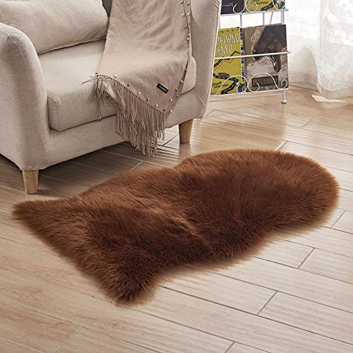 WIONE Faux Lammfell Teppich Shaggy Kunstfell Schaffell Lammfellimitat Teppiche Longhair Fell, Universal für Wohnzimmer Schlafzimmer Kinderzimmer Esszimmer Auto Bettvorleger Sofa Matte 60 * 120cm
