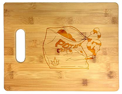 Pot Smoking Pals Baked Open Bag of Potato Chips Snacks Laser Engraved Bamboo Cutting Board - Wedding, Housewarming, Anniversary, Birthday, Christmas, Gift