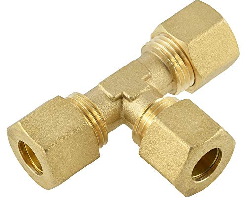 Fittingteile - T-Stück Klemmringverschraubung Messing Rohrverbinder (Für Rohr Ø außen: 6 mm)