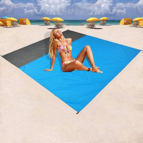 Yomisee Coperta da picnic, spiaggia, 210 x 200 cm, impermeabile e anti-sabbia, coperta portatile da campeggio, 4 angoli di fissaggio, ultraleggera e compatta, per spiaggia, campeggio, escursioni