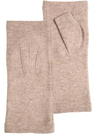 Isotoner Damen Fingerlose Handschuhe aus Wolle, beige, One size