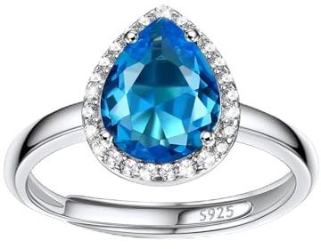 Bestyle Frauen Mondstein Ring Verstellbarer Kristall Ring Silber 925 für Damen Mädchen