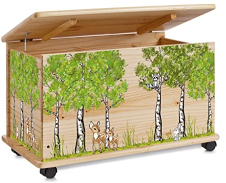 Farbklecks-Collection Spielzeugkiste Wald - Spielzeugkiste Holzkiste Kinderzimmer Deko personalisierbar