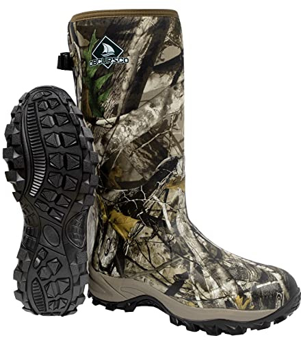 Obcursco Hunting Boots for Men, Waterproof Insulated 6mm Neoprene Rubber Boots for Hunting and Outdoor Activities (Camo, 7)