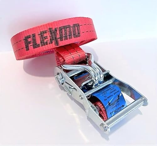 FLEXMO | 4 Stück Spanngurt | 2000kg | 8m Spanngurte mit Ratsche 2 teilig | zweiteilig mit Haken Ratschengurt Zurrgurte orange 35mm 2000 daN 2t Industrie | Qualität von KÖGL