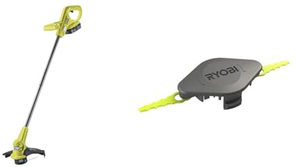 Ryobi 18 V ONE+ Cordless Grass Trimmer RY18LT23A-0 (Cutting Width 23 cm, EasyEdge & Double Serrated Blade Head (+10 Blades) for Edge Trimmers, Edges - Special High/Thick Grass