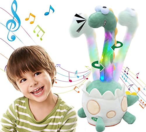 Dancing Talking Cactus Toy Series,Light Up Singing Dancing Dinosaur Plush Toy-Mimicking,Recording,Repeating What You Say Interactive Baby Toys Gifts for Boys Girls Kids & Adults
