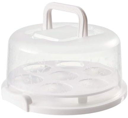 Housse de Transport de Gâteau, Porte-Gâteau Portable avec Couvercle et Poignée Conteneur de Gâteau Rond Plateau du Désert Porte-Gâteau Boîte de Rangement pour Gâteau (Blanc)
