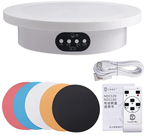 Supporto di mostra girante motorizzato, 360 Gradi Piatto Girevole Elettrico, Base Girevole Elettrico per Fotografia, Scarpe, Gioielli, Espositore, Modelli 3D 20cm