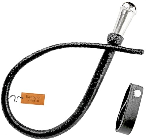 Negro Látigo de Cola única 2.5 pies / 0,76 Metros de Longitud 8 Trenzas Hilos Cuero Trenzado Flogger de Cola de dragón Equitación Ecuestre