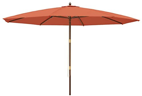 vidaXL Ombrellone da Giardino con Palo in Legno Terracotta 400x273 cm, ombrellone con palo Legno, Parasole da Giardino, ombrellone da Esterno