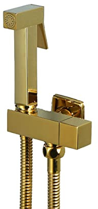 Spruzzatore per bidet portatile, rubinetto quadrato in rame color oro, doccia igienica WC per la pulizia del bagno degli animali domestici lavaggio delle donne
