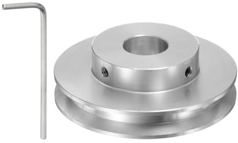 sourcing map Einzelrillen Riemenscheibe Keilriemenscheibe 11mm feste Bohrung 60mm Außendurchmesser Aluminiumlegierung mit Sechskantschlüssel für Bohrmaschine 6mm PU-Rundriemen
