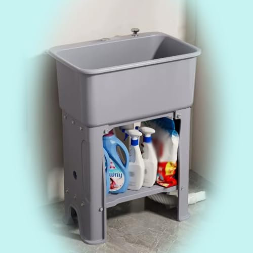NILZA Spültisch Waschbecken Mit Zubehör Spülbecken Kunststoff Küchenspüle Kitchen Sink Mobiles Spüle Freistehende Waschtisch Waschtrog Für Garage Keller Waschküche (Color : G, Size : No tap 60x40cm