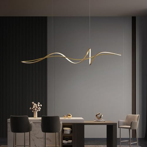 Bellastein LED Hängeleuchte Esszimmer Pendellampe kreativ modern Kronleuchter minimalistisch und atmosphärisch Bar- und Esszimmer Hängeleuchte minimalistische Pendelleuchte (Gold, 160cm)