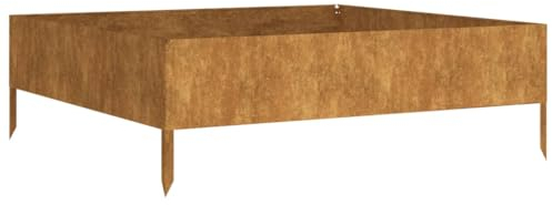 Hochbeet aus Metall, Freistehende Hochbeete Pflanzkübel Pflanzbeet Blumentopf Cortenstahl-Hochbeet für Balkon & Garten, 100x100x33,5 cm
