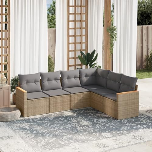 Rantry Garten-Sofagarnitur Set mit Ecksofa, Mittelsofa & Armlehnen - Beigemischung - PE-Rattan - UV-beständig - Max. 110 kg pro Sitz Model3226003