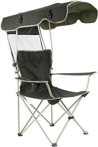 MOBAAK Campingstuhl Klappstuhl Lässiger Angelstuhl Im Freien Mit Abnehmbarer Sonnenblende, Tragbarer Strandstuhl, Campingsessel Mit Getränkehalter Strandstuhl Camping Stuhl (Color : A)