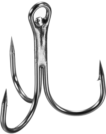 PATIKIL 1/0# Angel-Drillinge, 10 Stück, 3 x Starke Drillinge, Angelhaken aus Hartstahl, rund gebogen, mit Widerhaken, für Süßwasser, Salzwasser, Schwarz