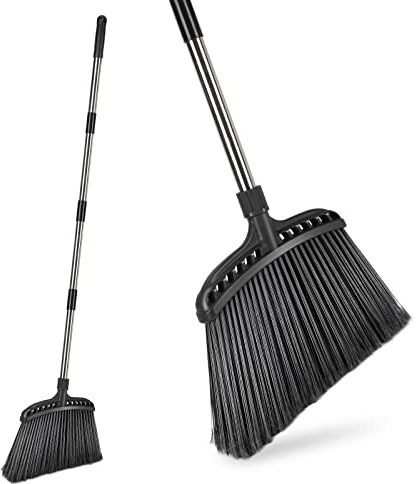 Outdoor Broom,Masthome Heavy Duty Broom,56 Brooms for Sweeping Outdoor,Angle Commercial Brooms with Hard Bristles, for Kitchen Home Office Garage Courtyard Lobby Lawn Concrete