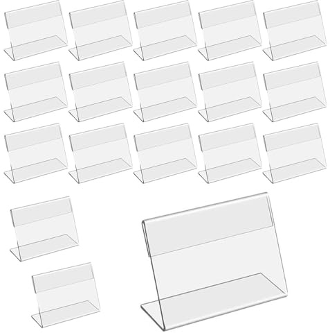 40 Pezzi Verticale Espositori Acrilico Trasparente, Porta Cartellino del Prezzo Supporti a Forma di L per Visualizzare i Prezzi Porta Prezzi per Uffici, Negozi di Alimentari, Panetterie(6x4x2,8cm )