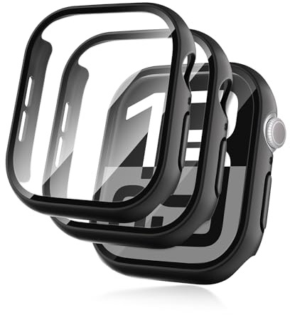 Seltureone 2 Stück Hülle für Apple Watch 10 42mm | Schutzhülle mit Displayschutz, Hard PC 360° Rundum Anti Kratz Anti Staub Ultradünne Zubehör für Apple Watch 10 42mm - Schwarz