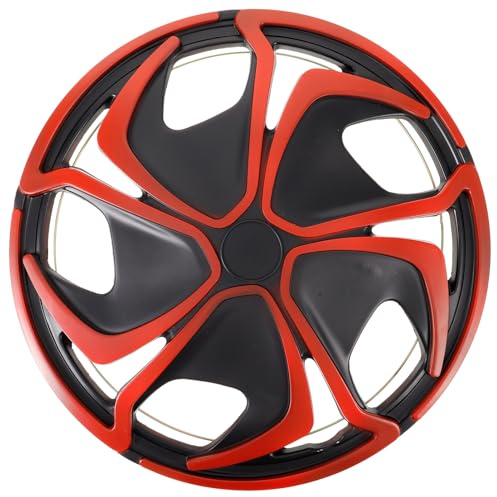 Cache-moyeux Décoratif Voiture 14 Pouces PP Noir Rouge | Montage Facile, Finition Lisse et Polie, pour Roue Extérieure de Voiture
